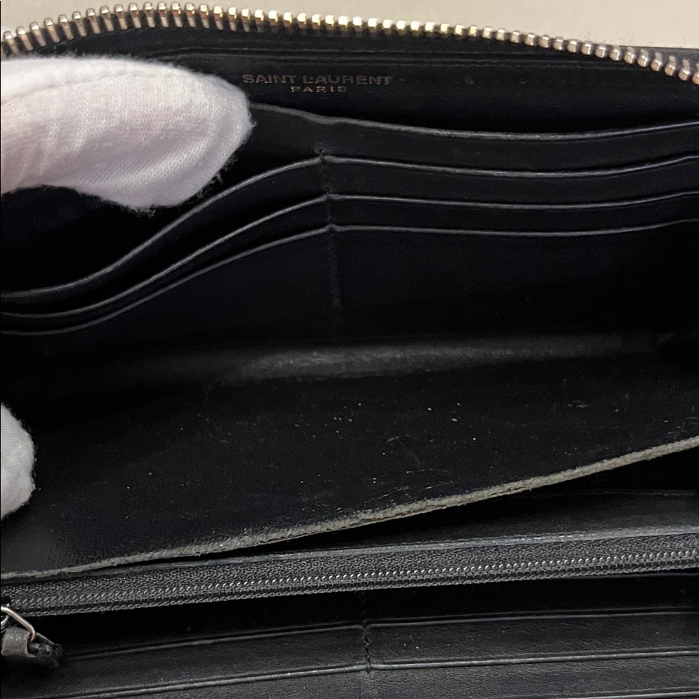 YSL Black Leather Wallet with Gold Accents - Picture 6 of 14
